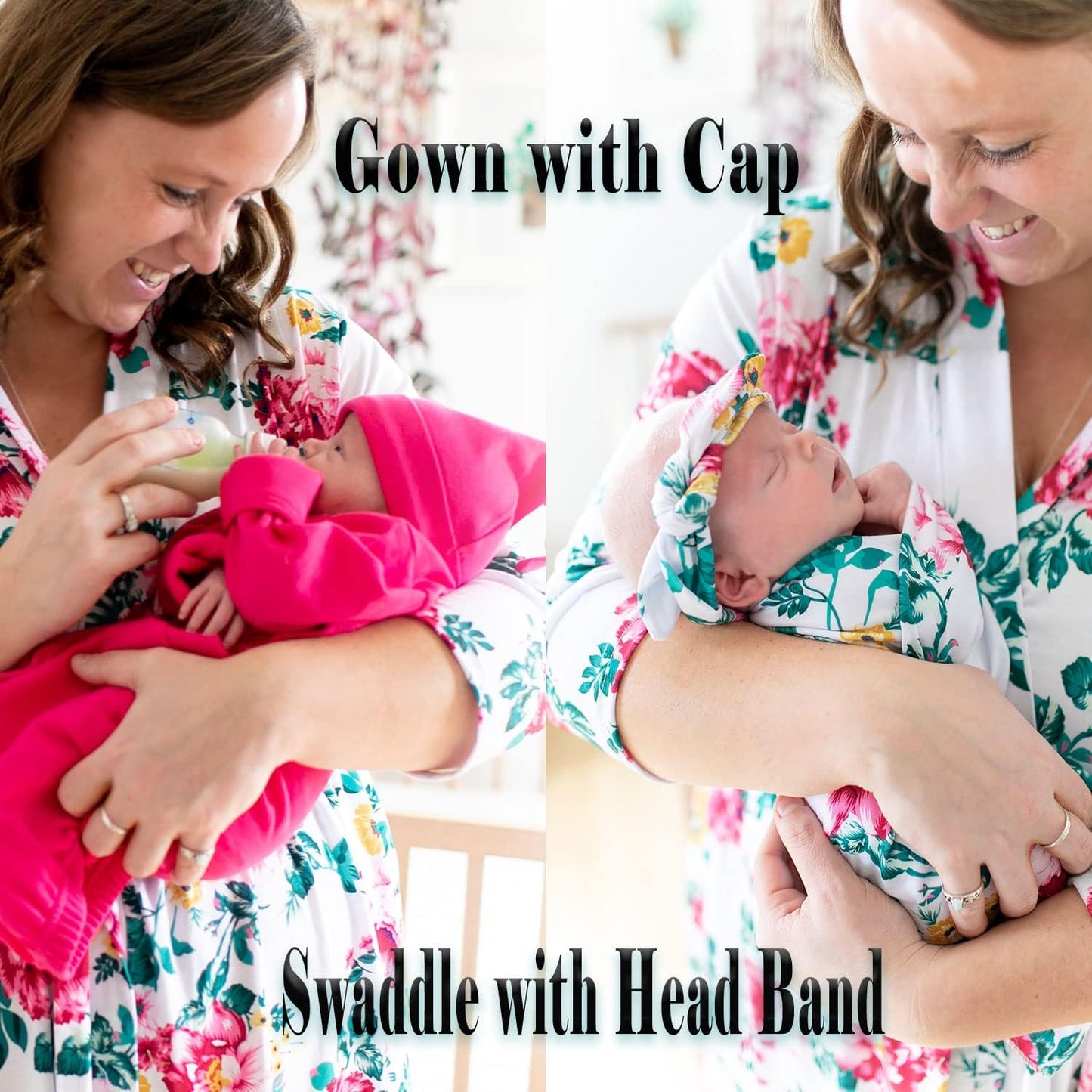 Mommy and Me Robe and Swaddle Set, Maternity Robe for Hospital-Delivery, Mom and Baby Matching Outfits Hospital