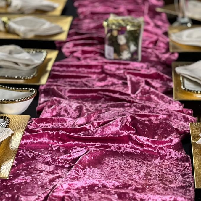 RNOONY 10ft Purple Table Runner Soft Fabric Luxurious 16x 120 Inch Silver Table Runner for Dining Parties, Hotels, Catering Services, Bridal Wedding Decor Baby Shower Birthday Party