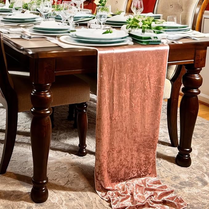 RNOONY 10ft Purple Table Runner Soft Fabric Luxurious 16x 120 Inch Silver Table Runner for Dining Parties, Hotels, Catering Services, Bridal Wedding Decor Baby Shower Birthday Party