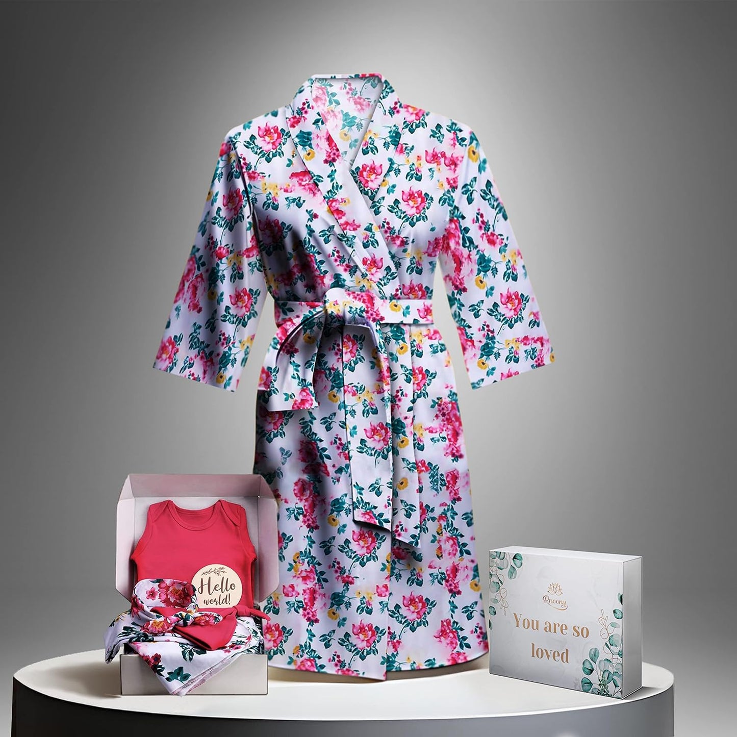 Mommy and Me Robe and Swaddle Set, Maternity Robe for Hospital-Delivery, Mom and Baby Matching Outfits Hospital