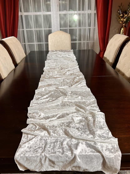 RNOONY 10ft Beige Table Runner Soft Fabric Luxurious 16x 120 Inch Table Runner for Dining Parties, Hotels, Catering Services, Bridal Wedding Decor Baby Shower Birthday Party